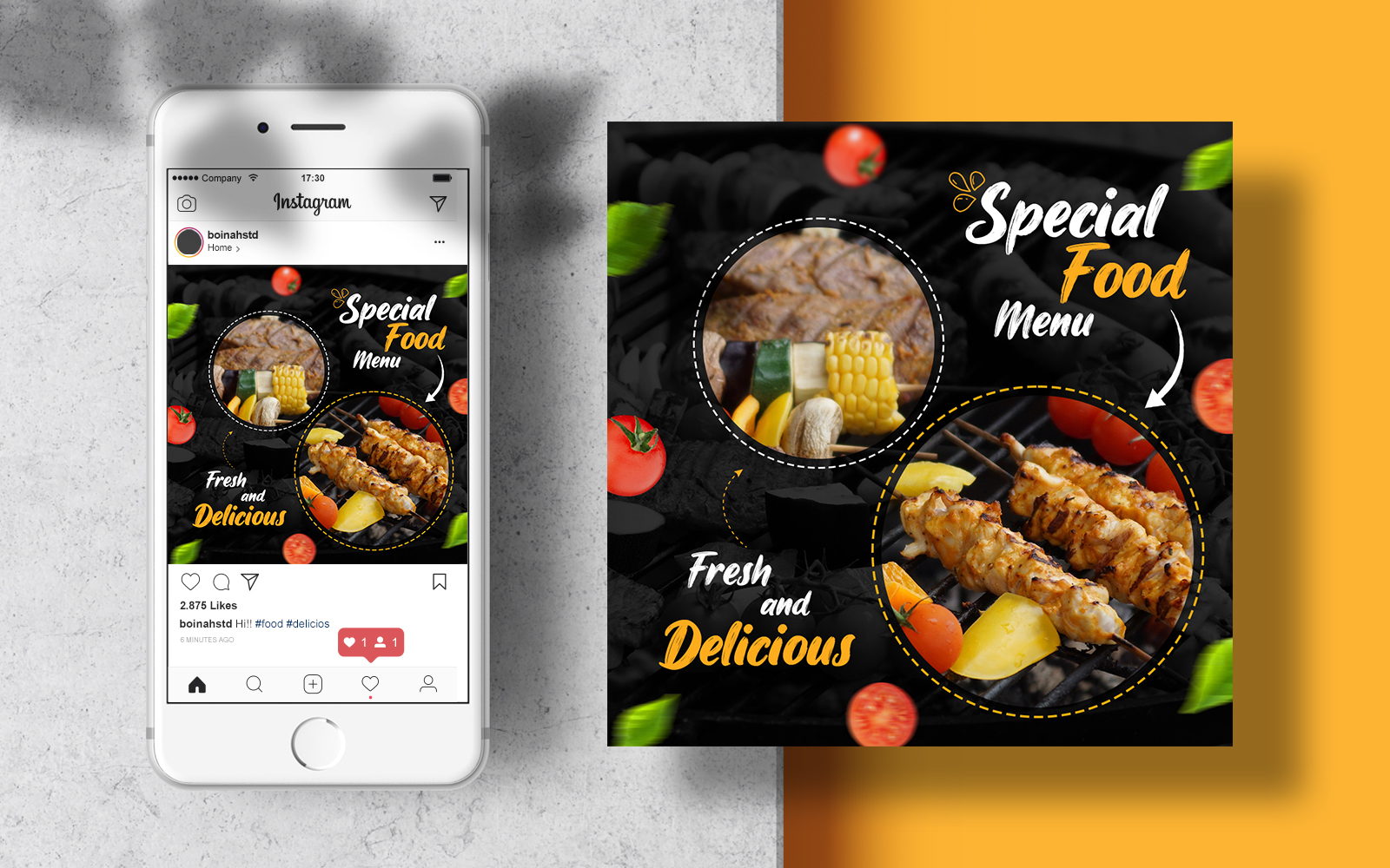 Fresh Food Menu Instagram Post Template Banner