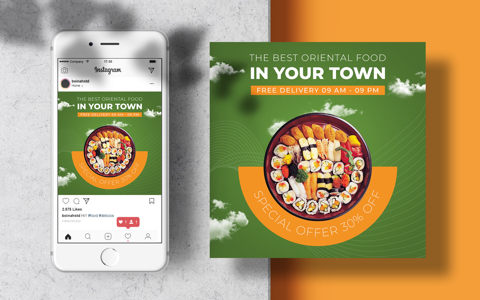 Oriental Food Menu Instagram Banner Post Template