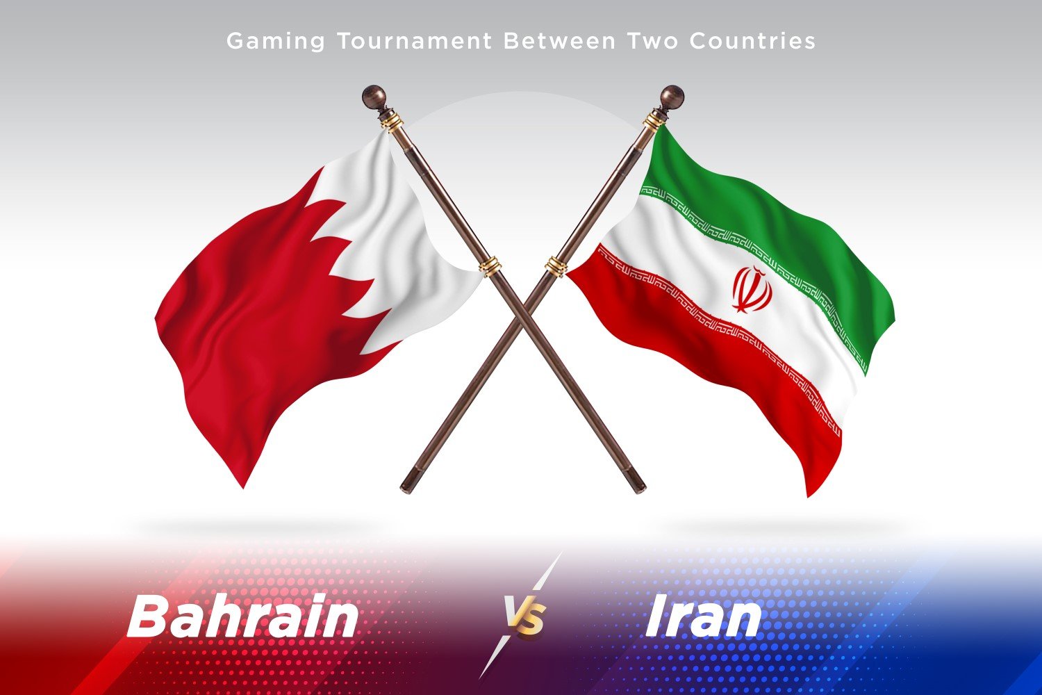 Bahrain versus Iran Two Flags