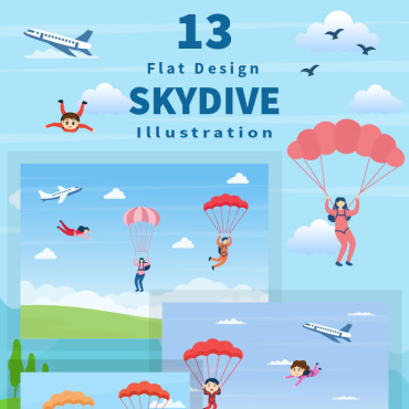 Skydive Recreation Illustrations Templates 199576