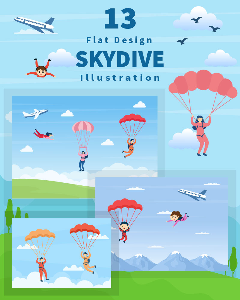 13 Skydive Outdoor Flat Design