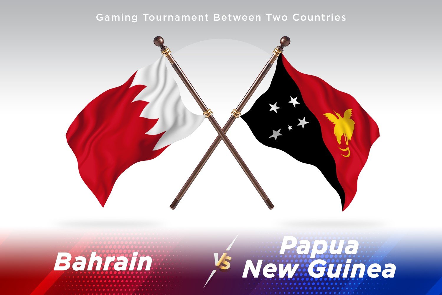 Bahrain versus Papua new guinea Two Flags