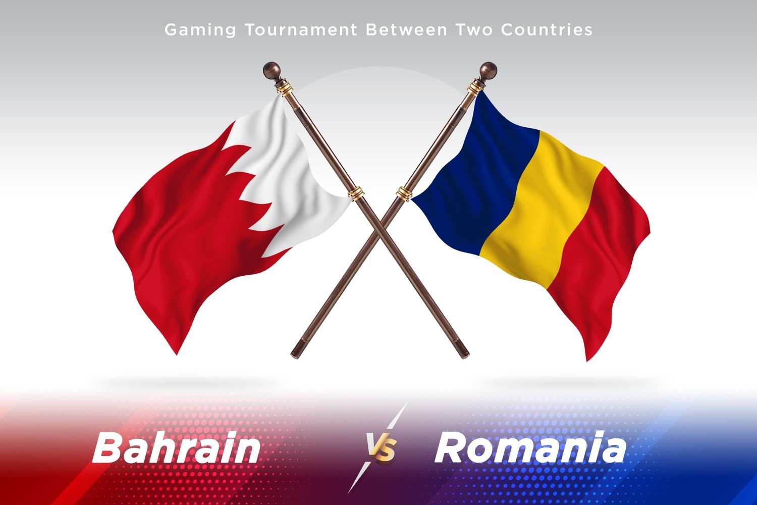 Bahrain versus Romania Two Flags