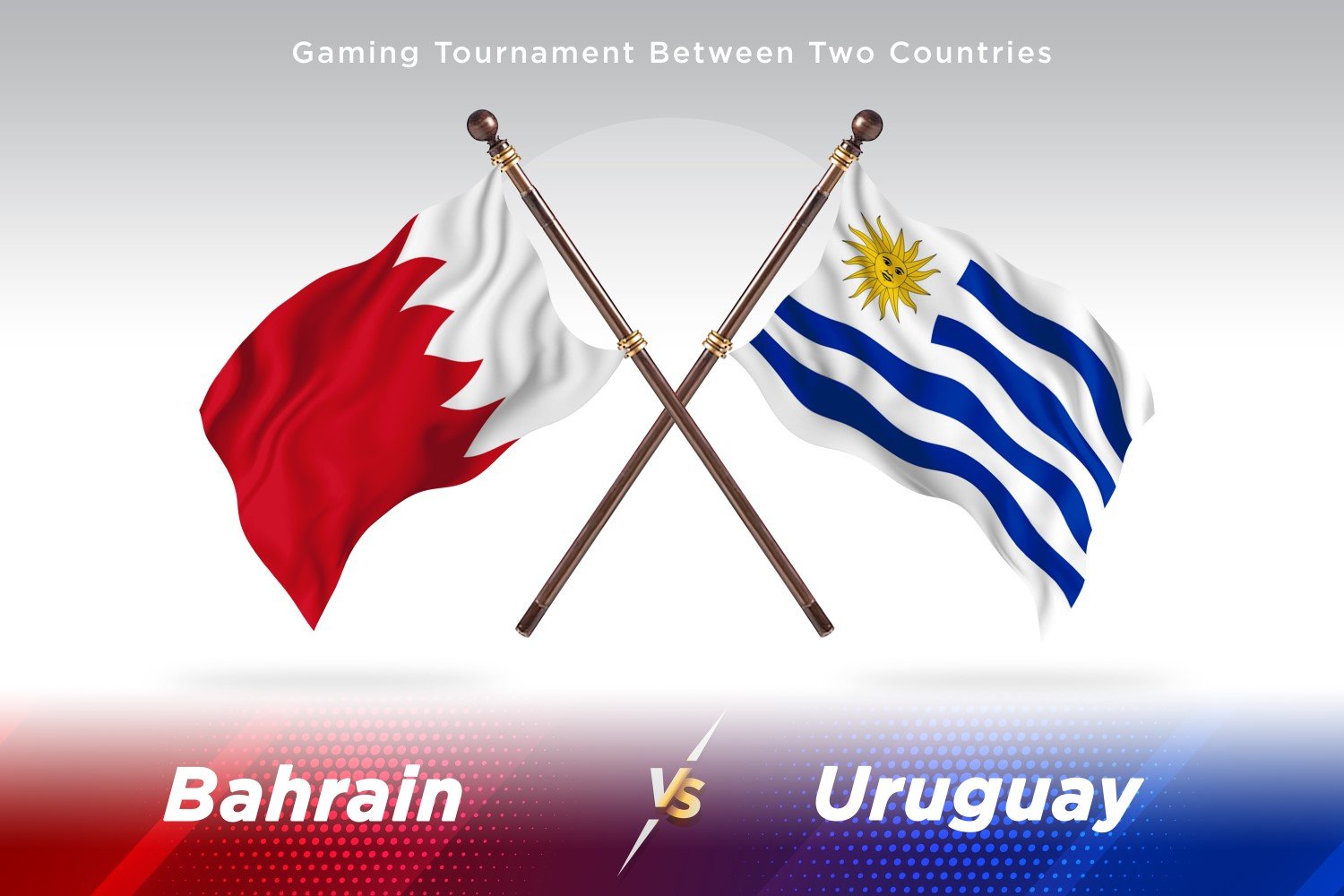 Bahrain versus Uruguay Two Flags