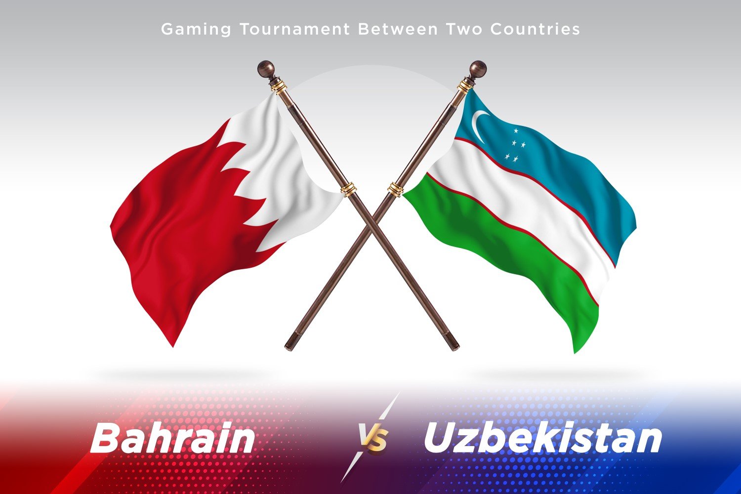 Bahrain versus Uzbekistan Two Flags