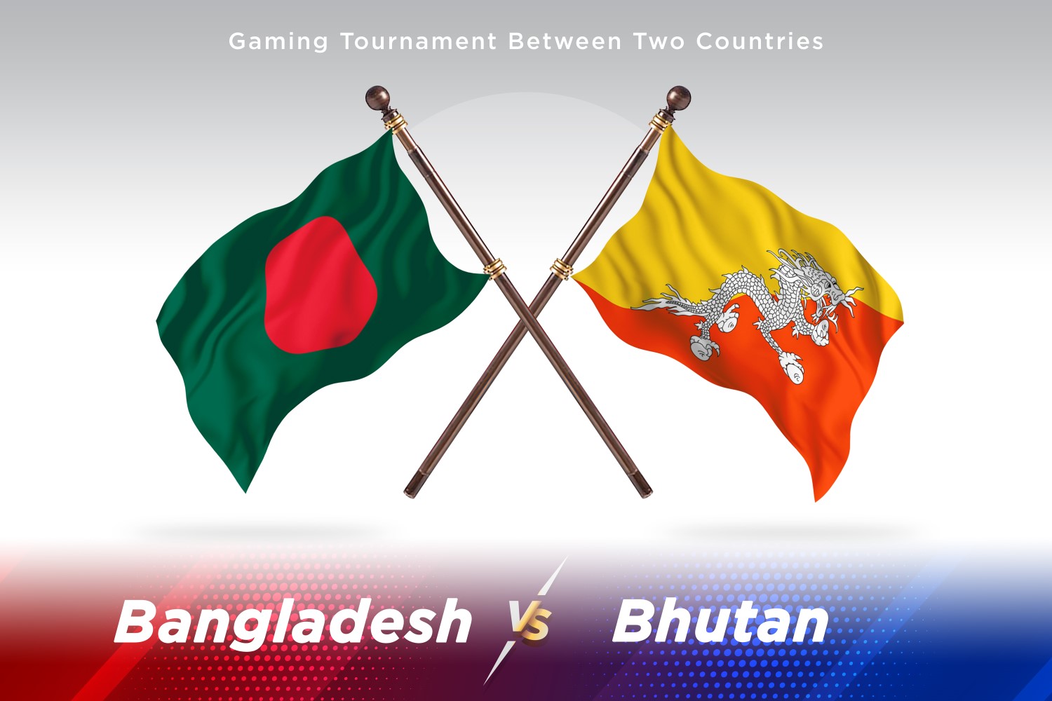 Bangladesh versus Bhutan Two Flags