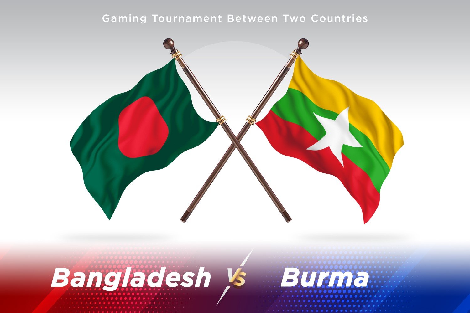 Bangladesh versus Burma Two Flags