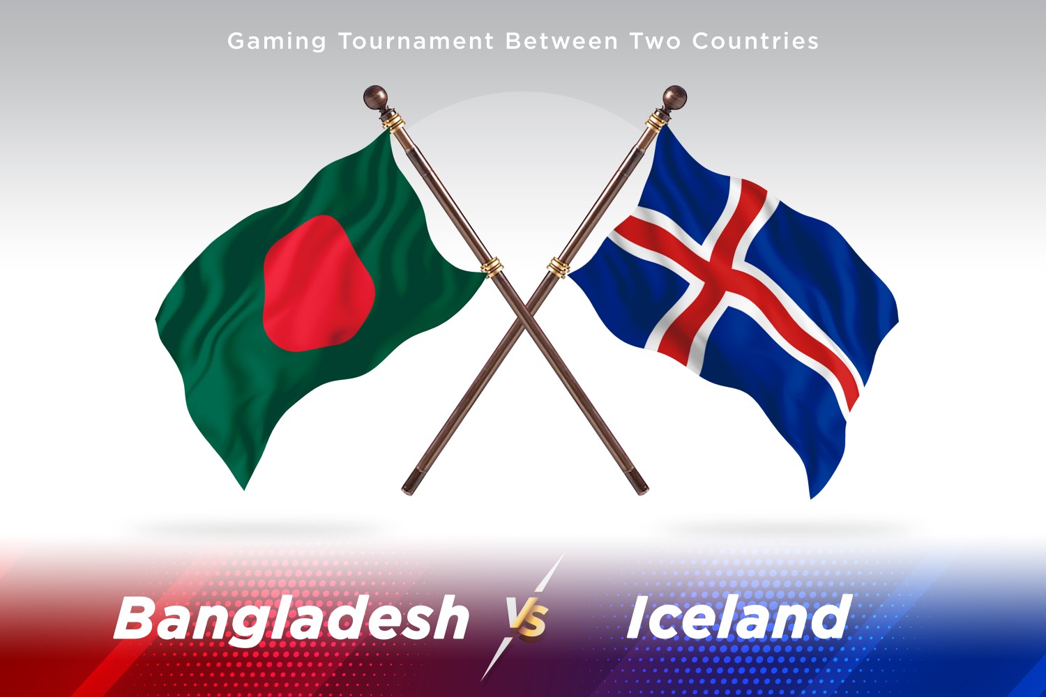 Bangladesh versus Iceland Two Flags