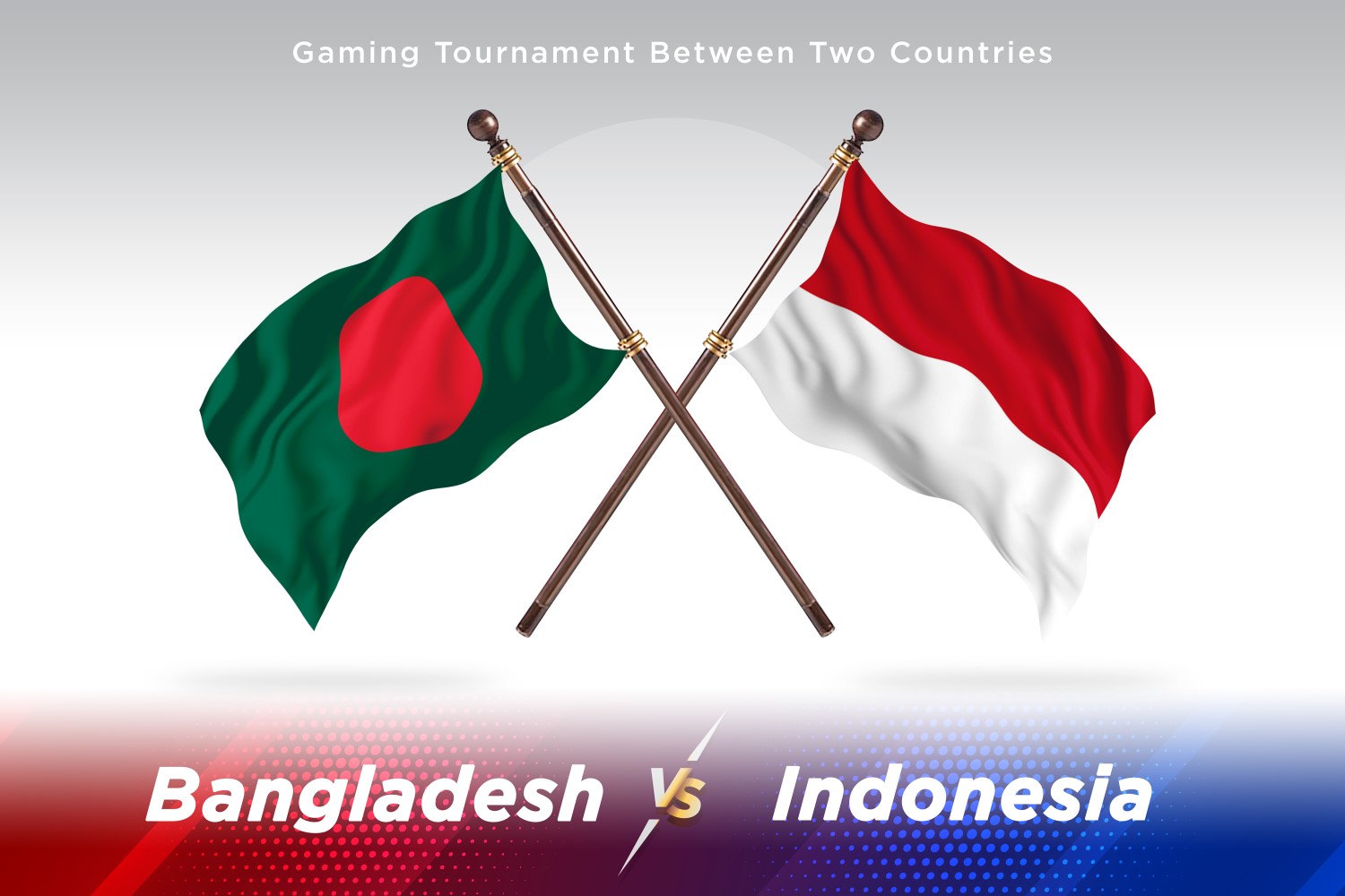 Bangladesh versus Indonesia Two Flags