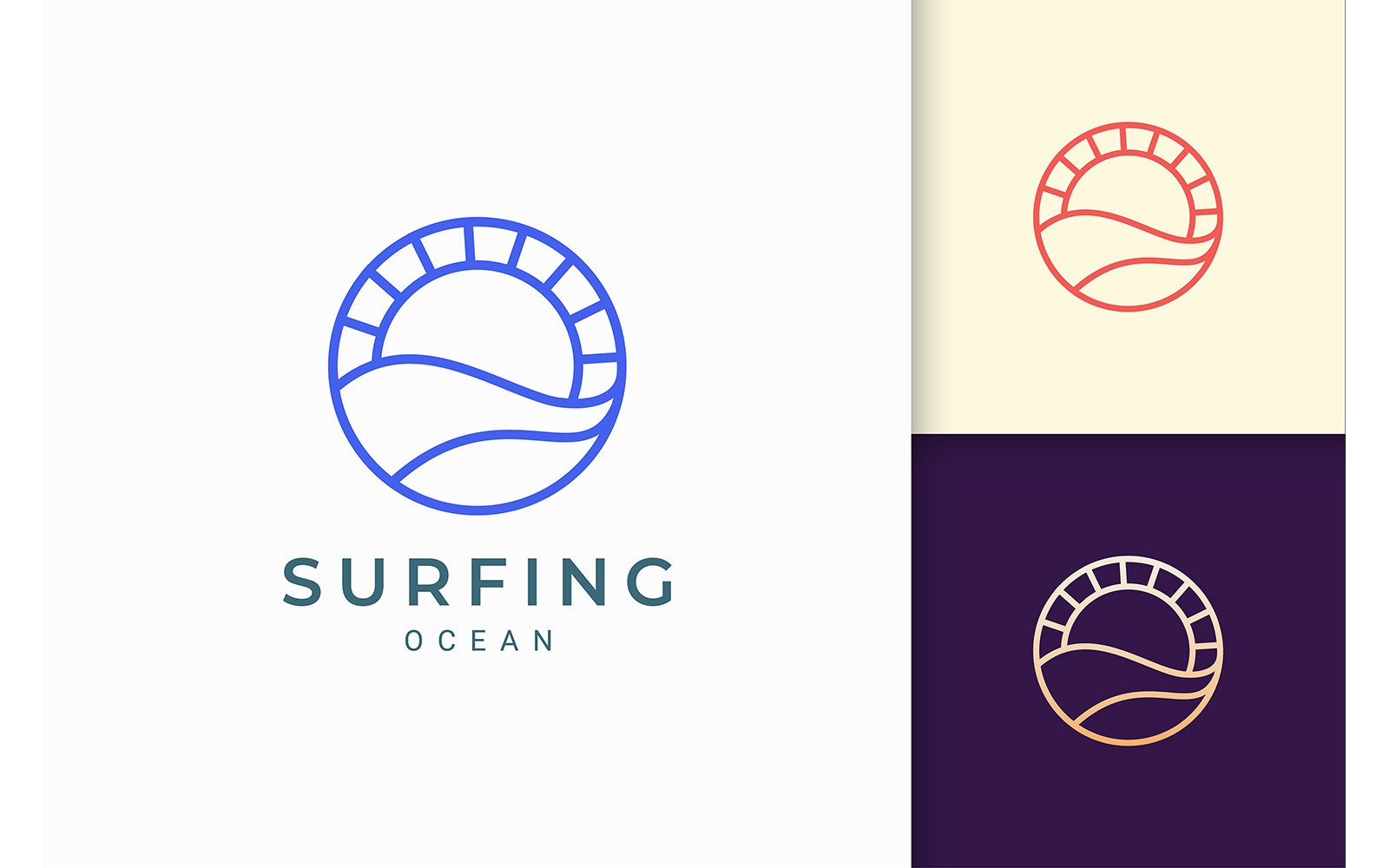 Ocean Wave and Sun Logo Template
