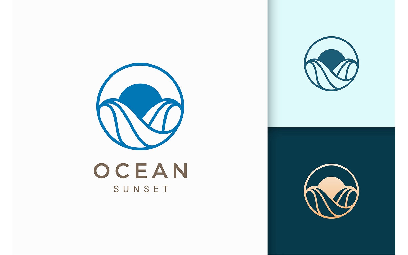 Ocean Wave with Sun Logo Template