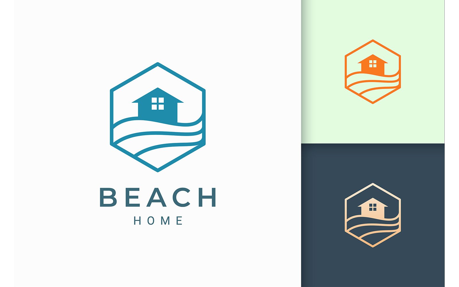 Home Beach Logo Template in Hexagon