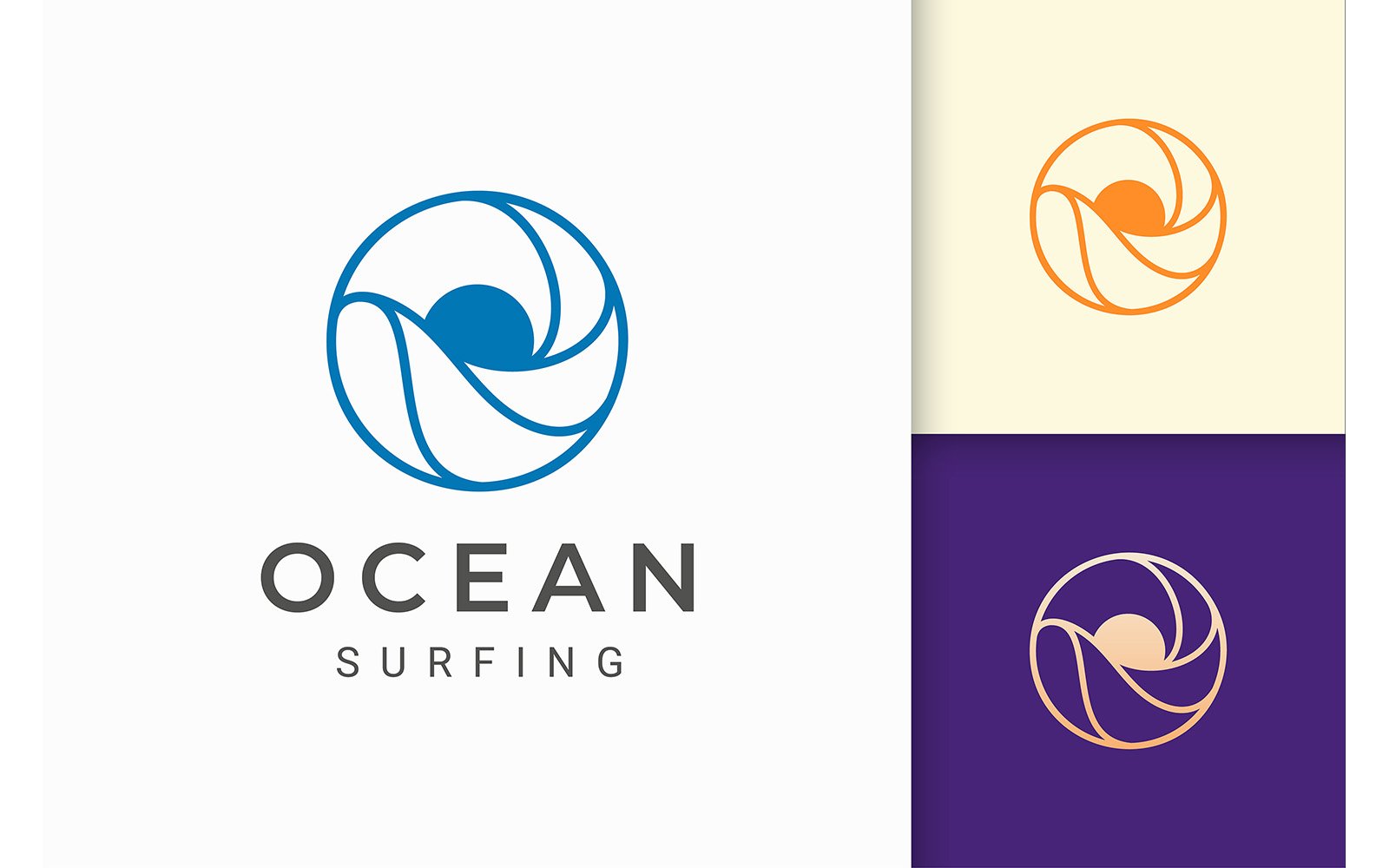 Circle Sun and Ocean Logo Template