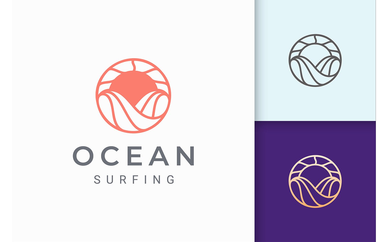 Simple Sun and Ocean Logo Template