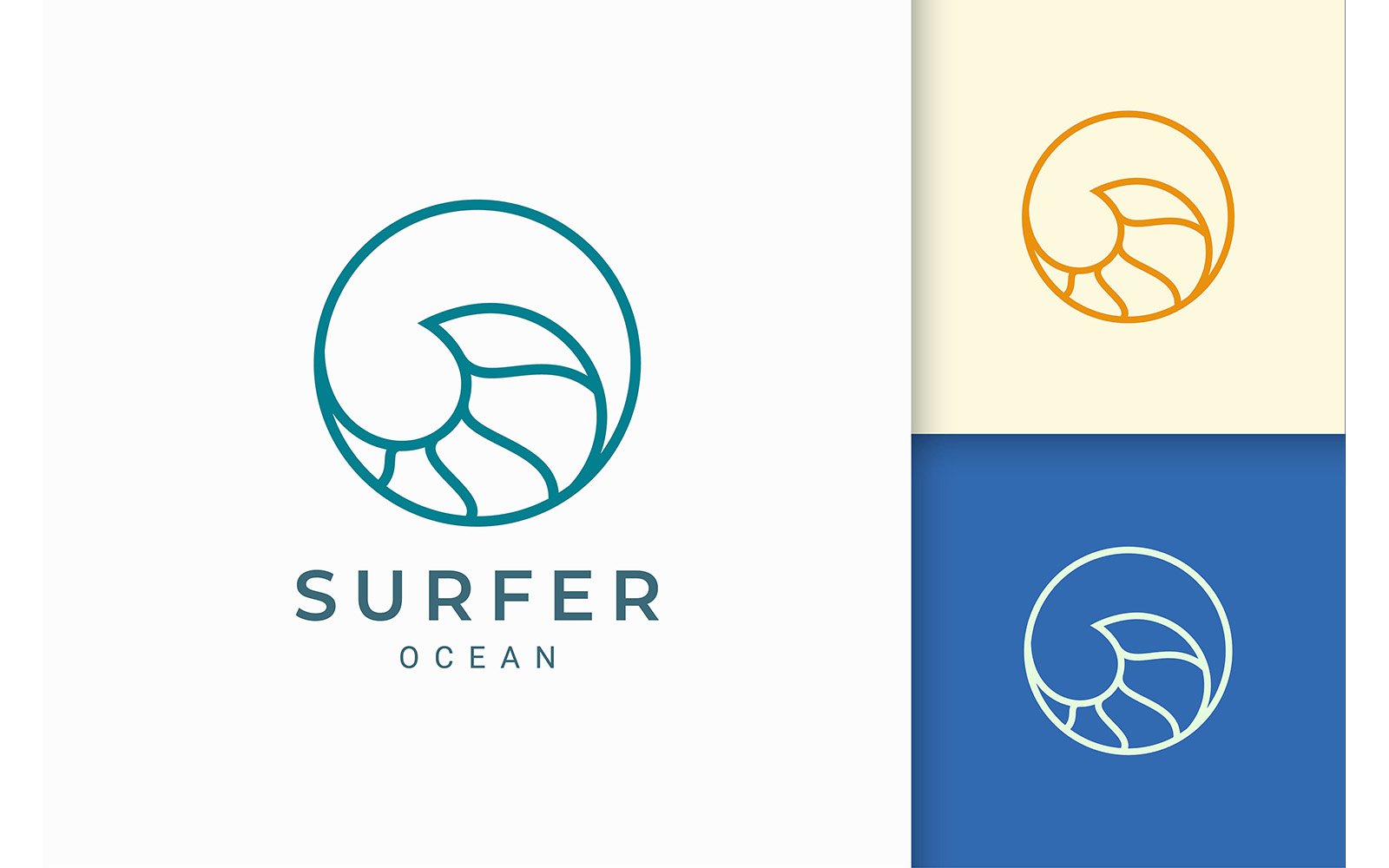 Simple Line Ocean Wave Logo Template
