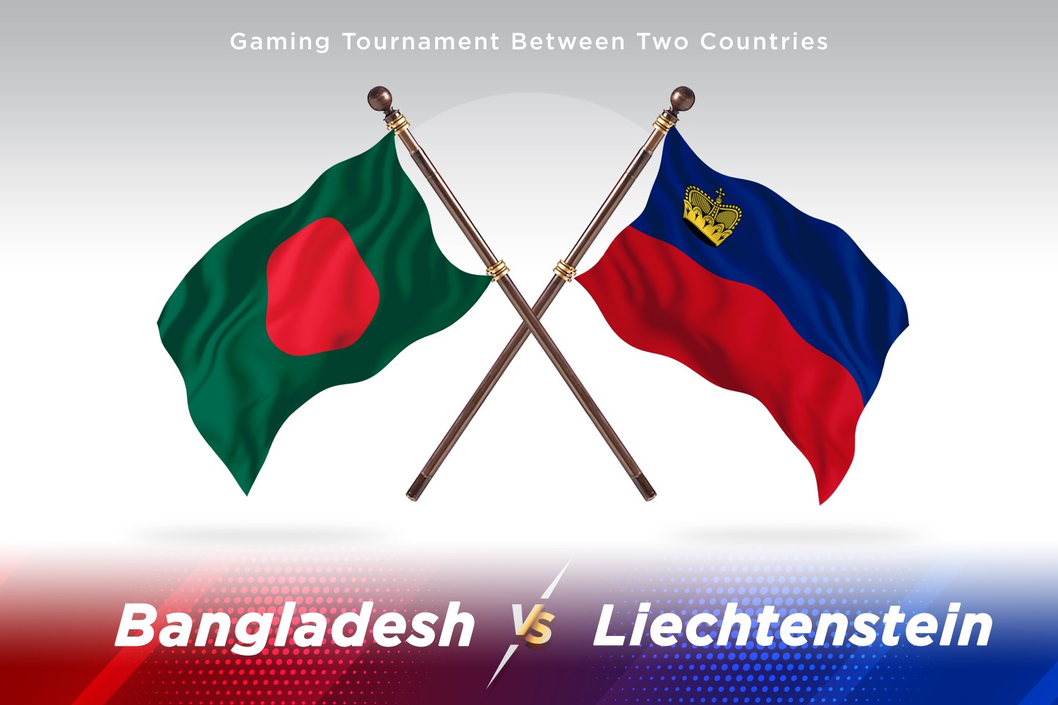 Bangladesh versus Liechtenstein Two Flags