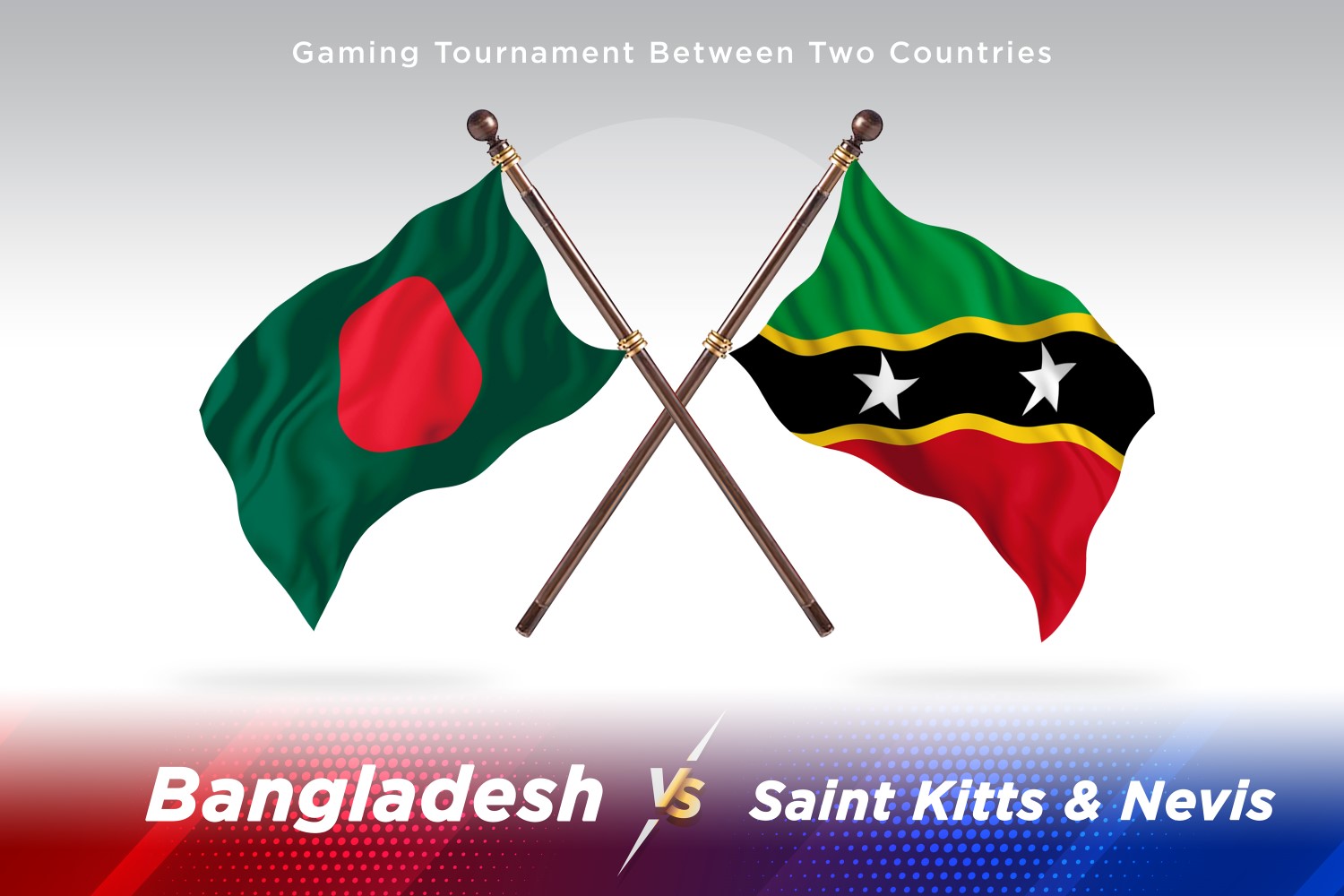 Bangladesh versus saint Kitts and Nevis Two Flags