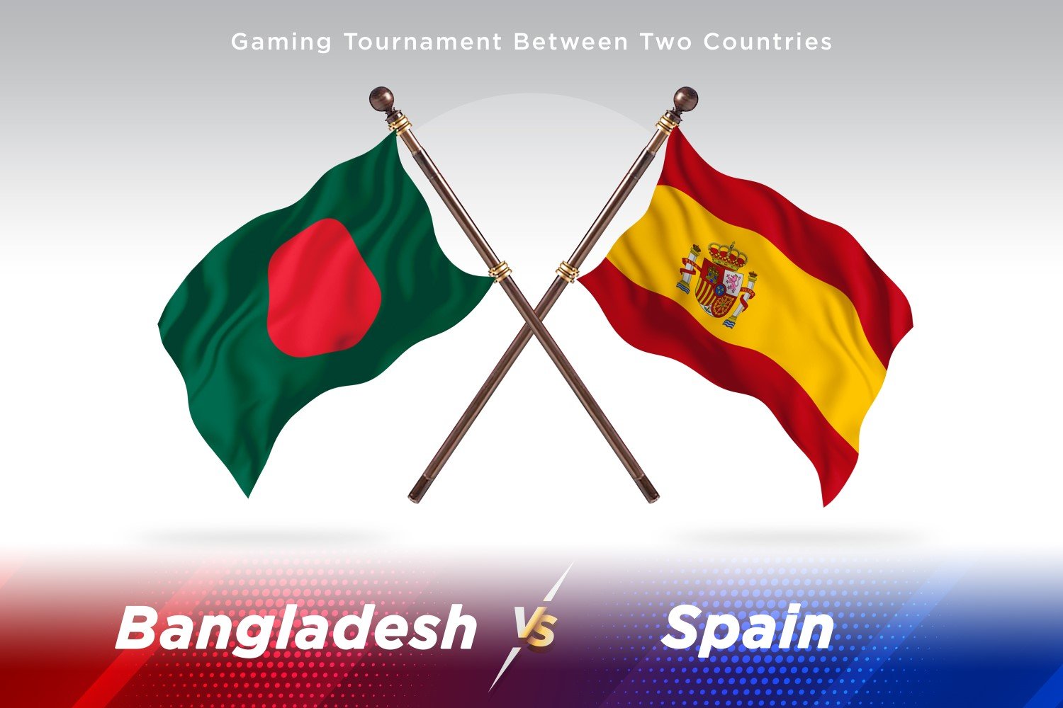 Bangladesh versus Spain Two Flags