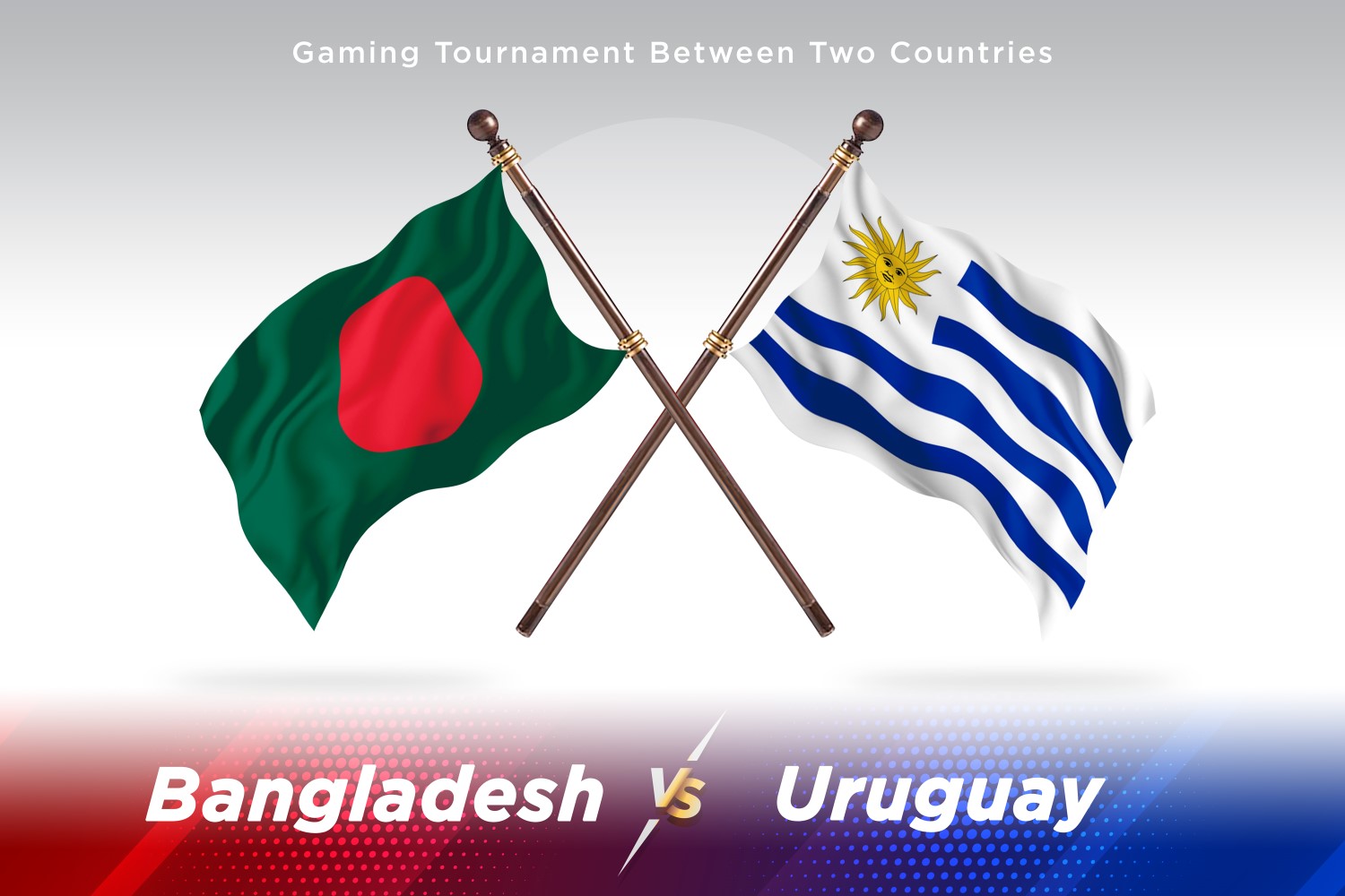 Bangladesh versus Uruguay Two Flags