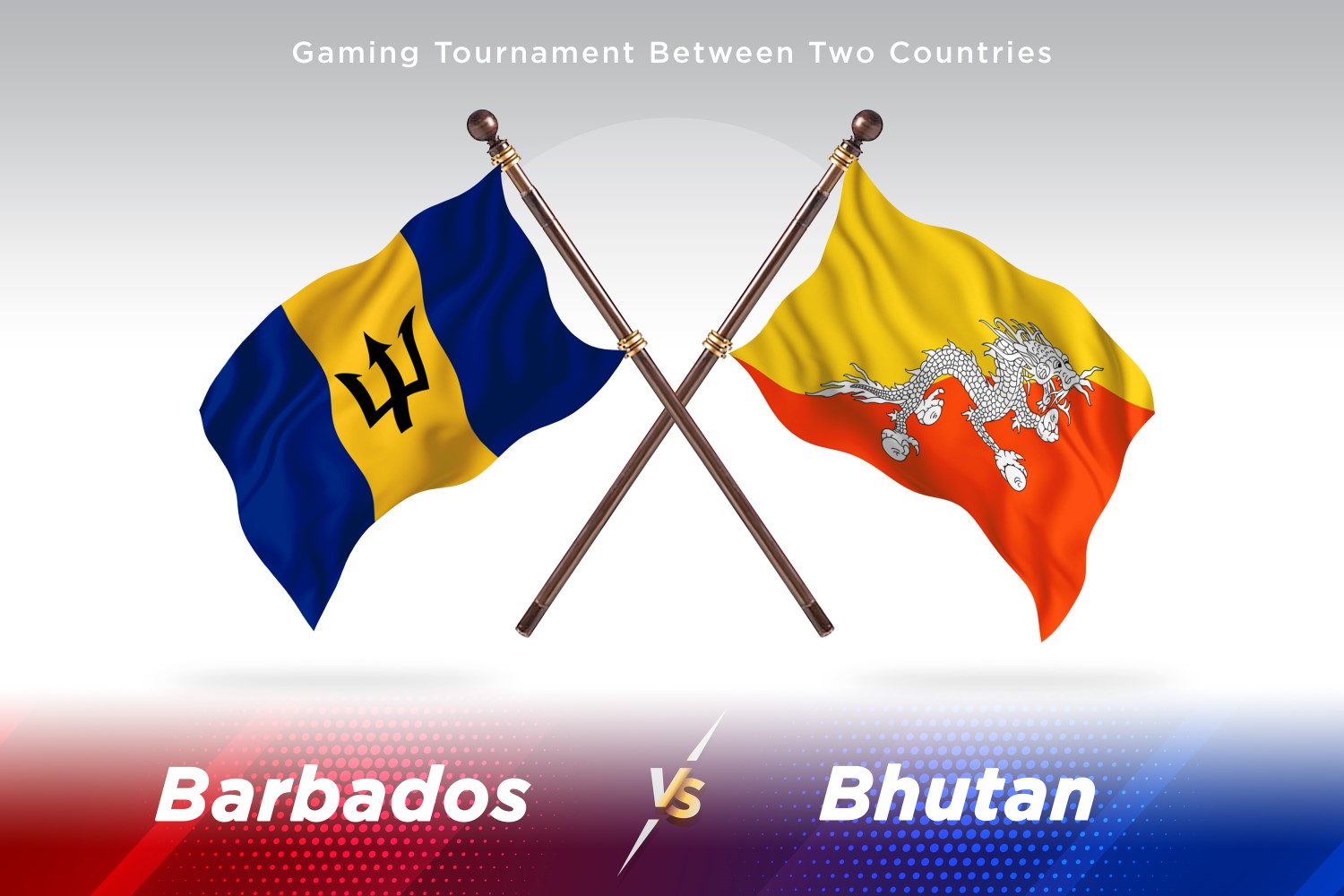 Barbados versus Bhutan Two Flags