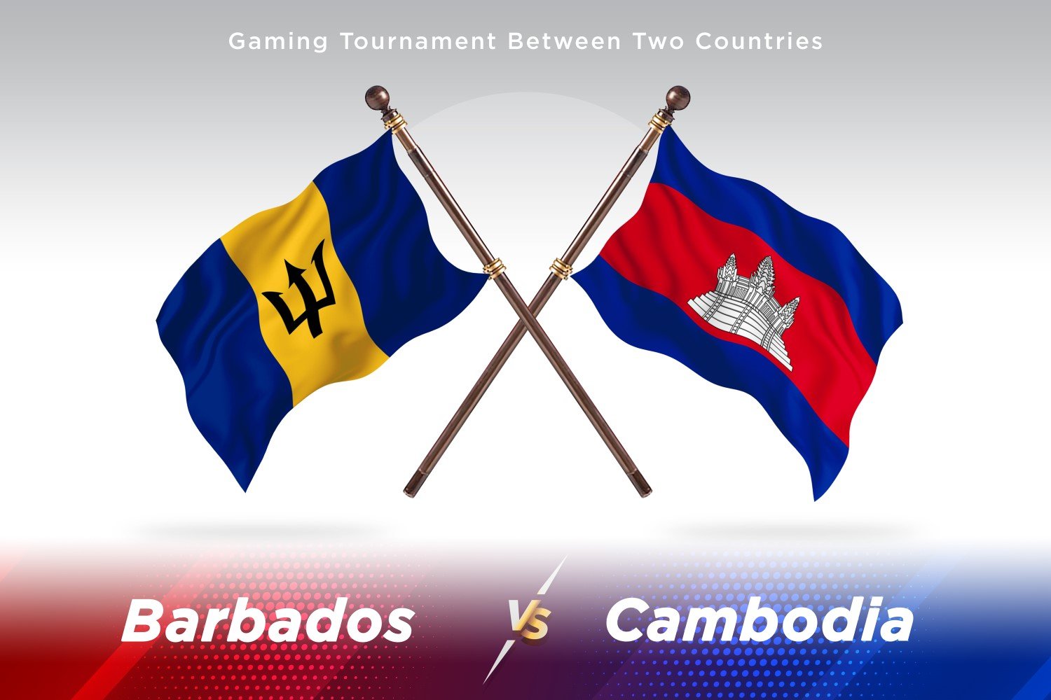 Barbados versus Cambodia Two Flags