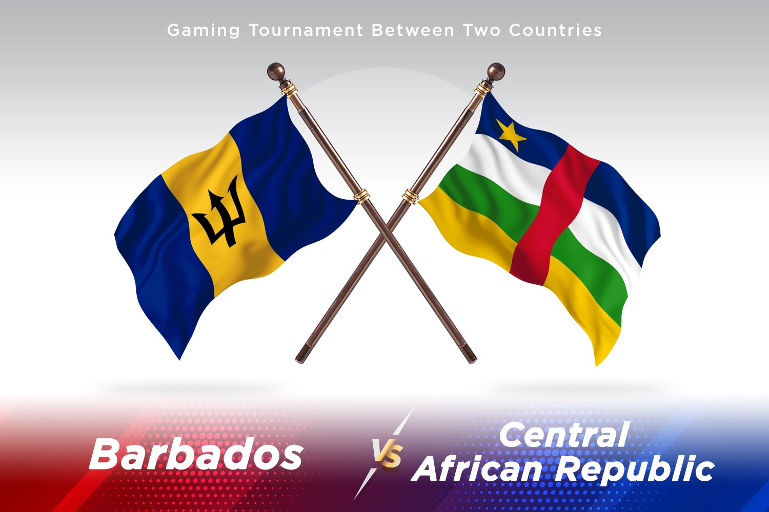 Barbados versus central African republic Two Flags