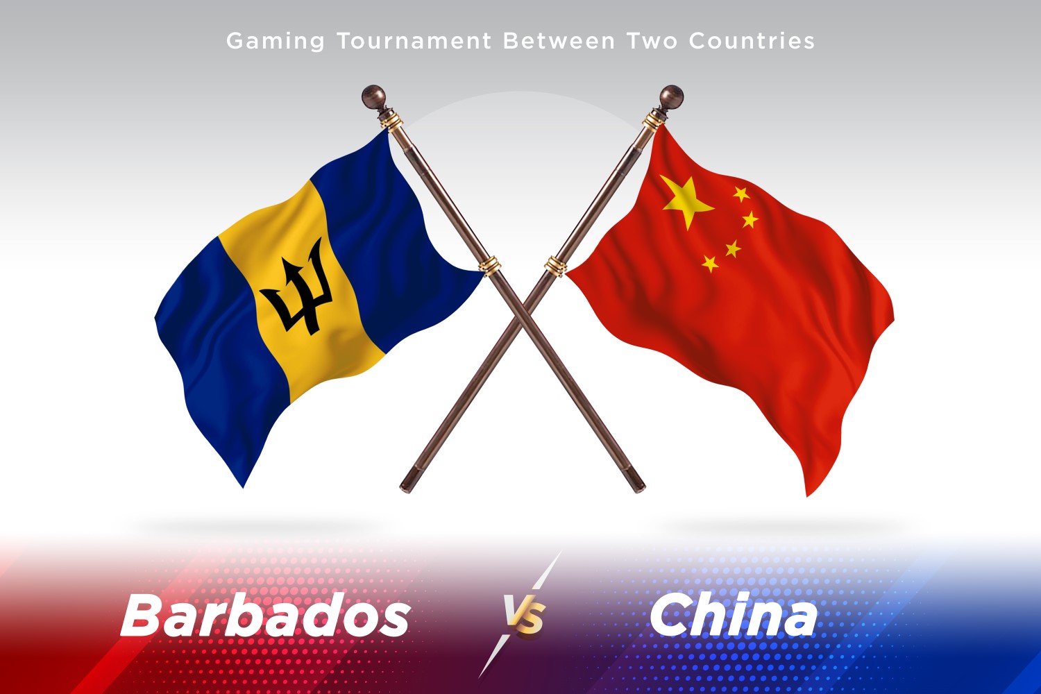 Barbados versus china Two Flags