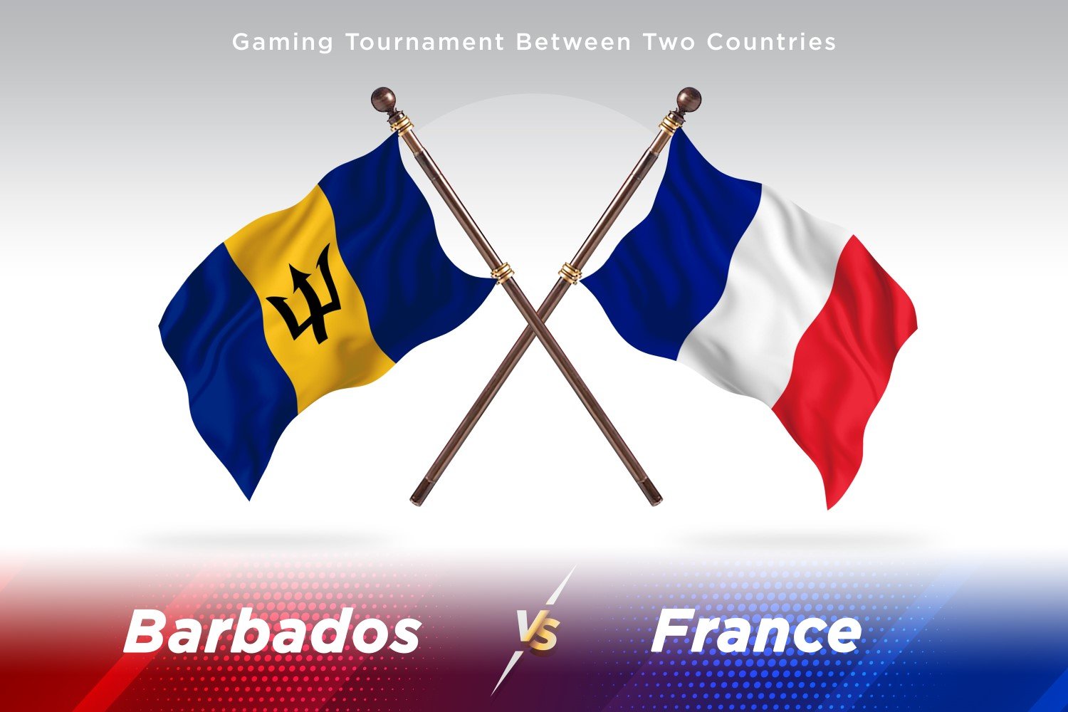 Barbados versus France Two Flags