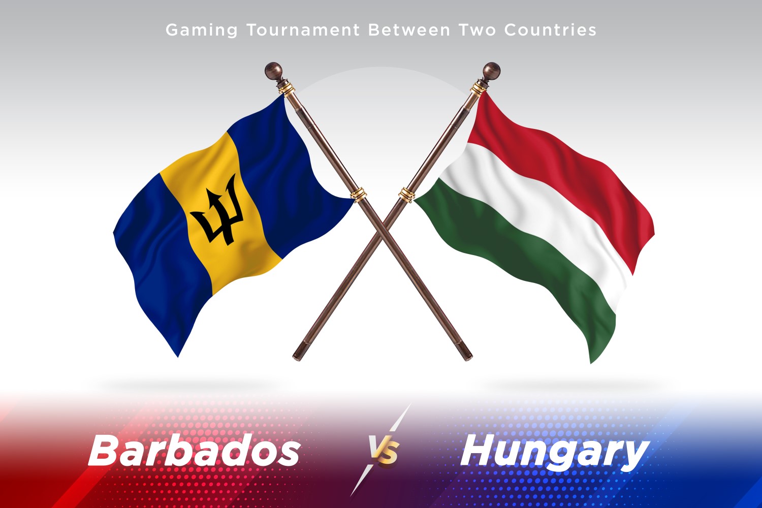 Barbados versus Hungary Two Flags