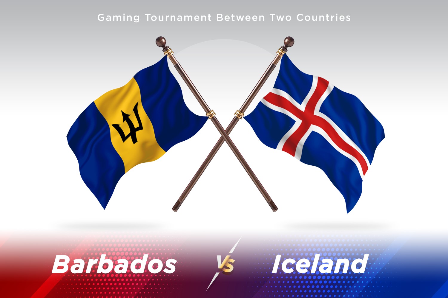 Barbados versus Iceland Two Flags