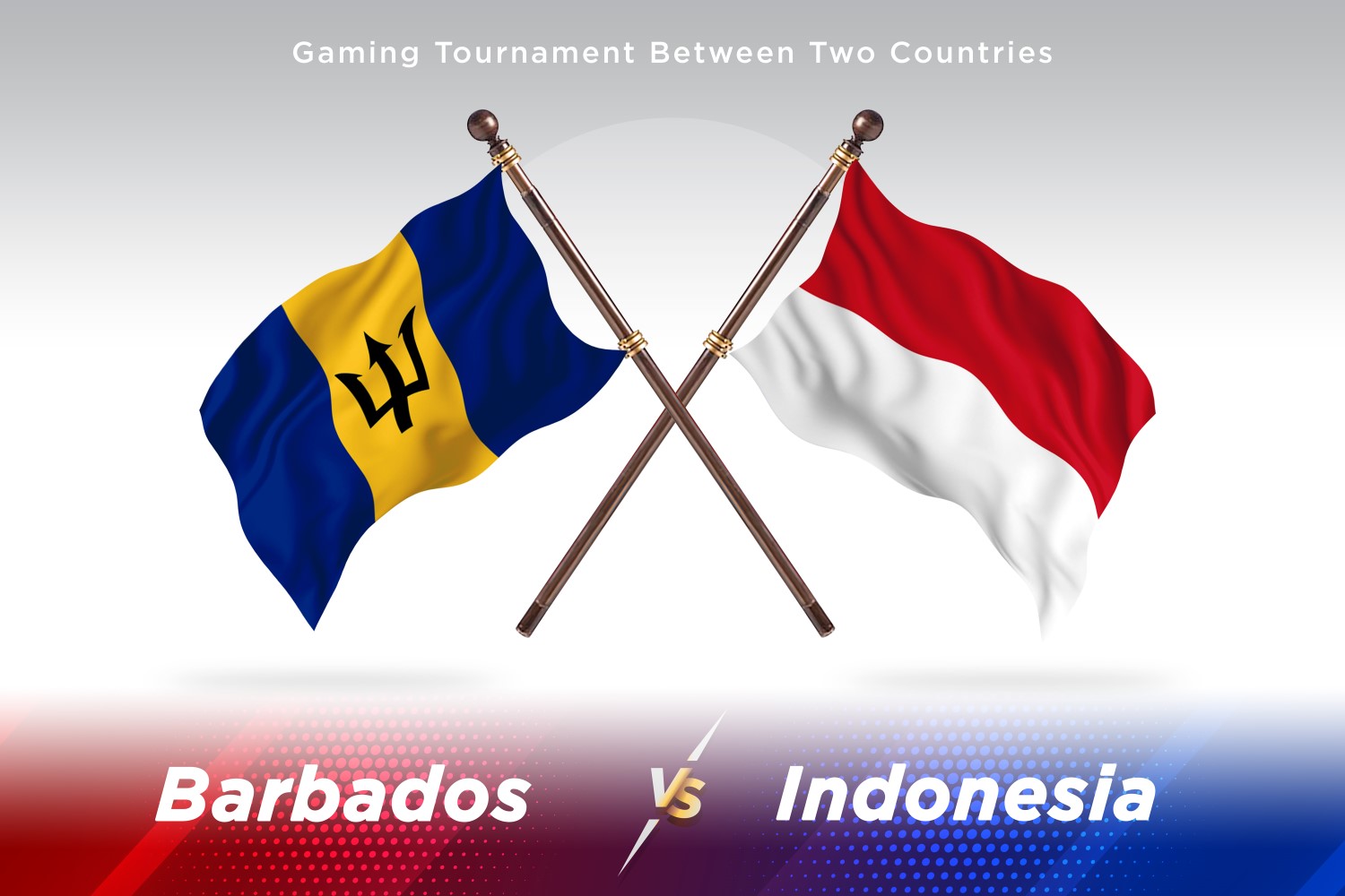 Barbados versus Indonesia Two Flags