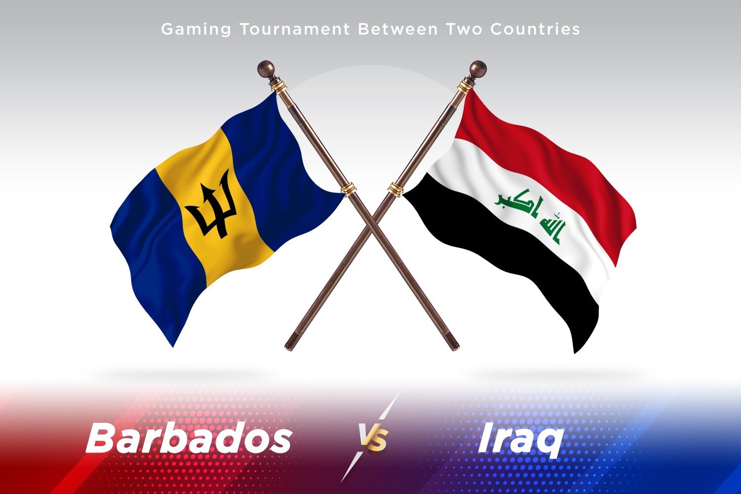 Barbados versus Iraq Two Flags