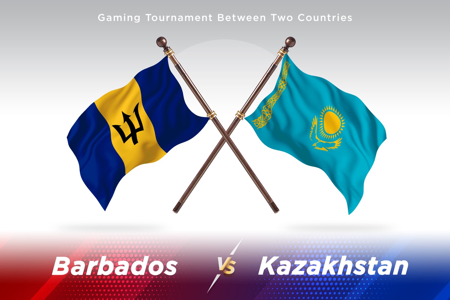 Barbados versus Kazakhstan Two Flags