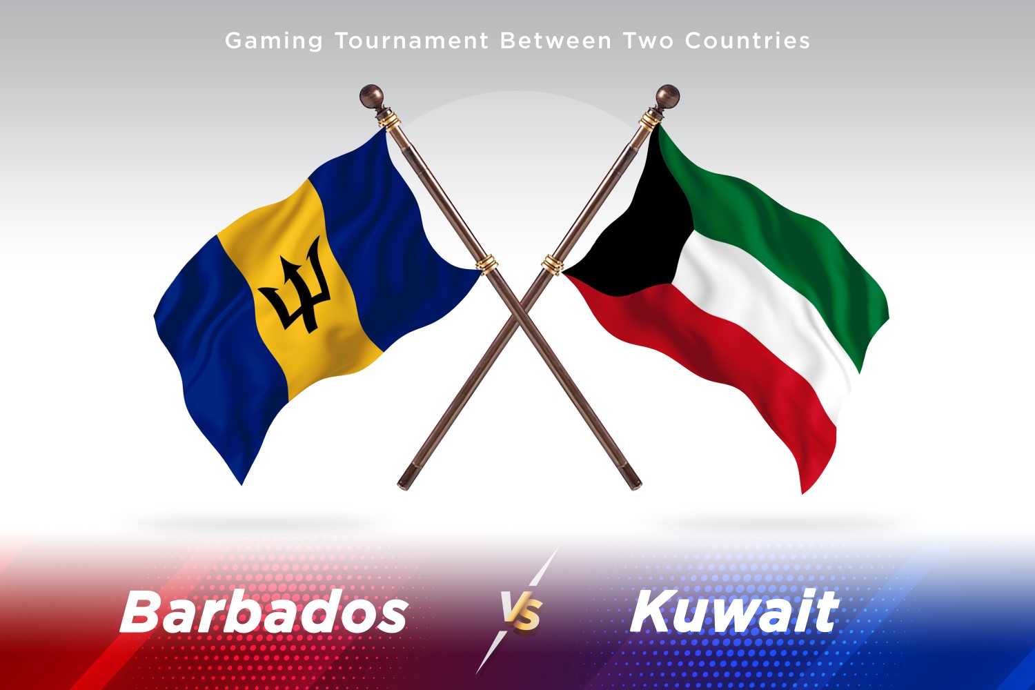 Barbados versus Kuwait Two Flags