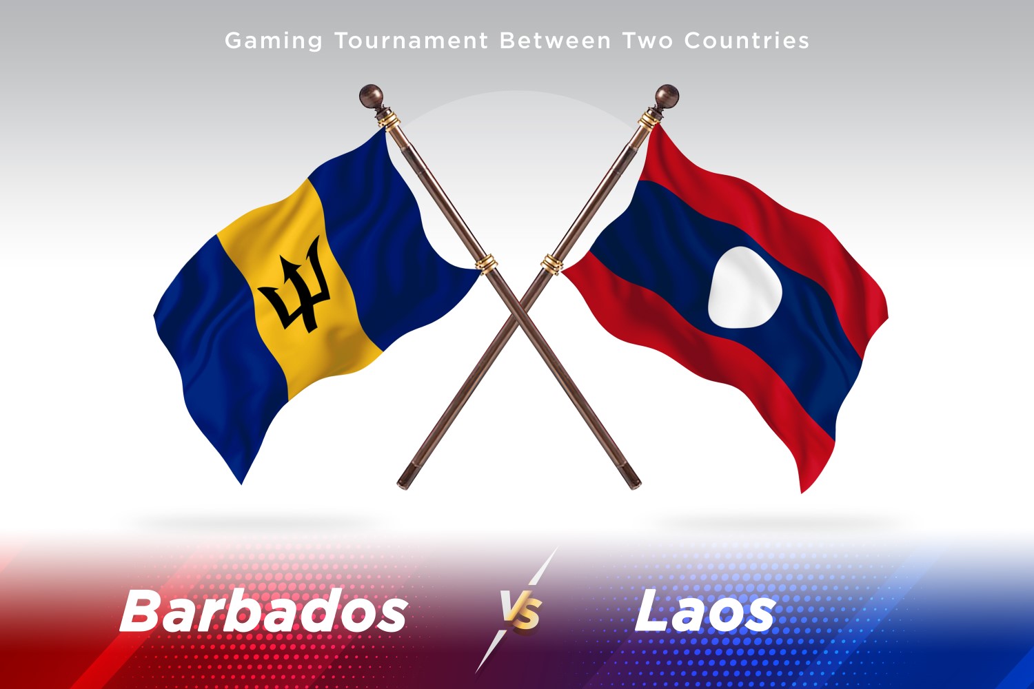 Barbados versus Laos Two Flags