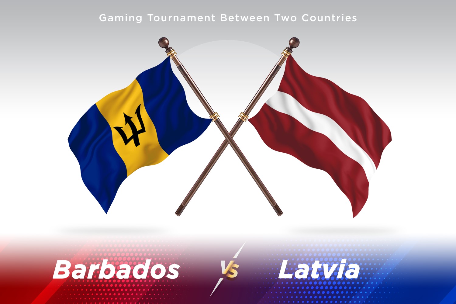 Barbados versus Latvia Two Flags