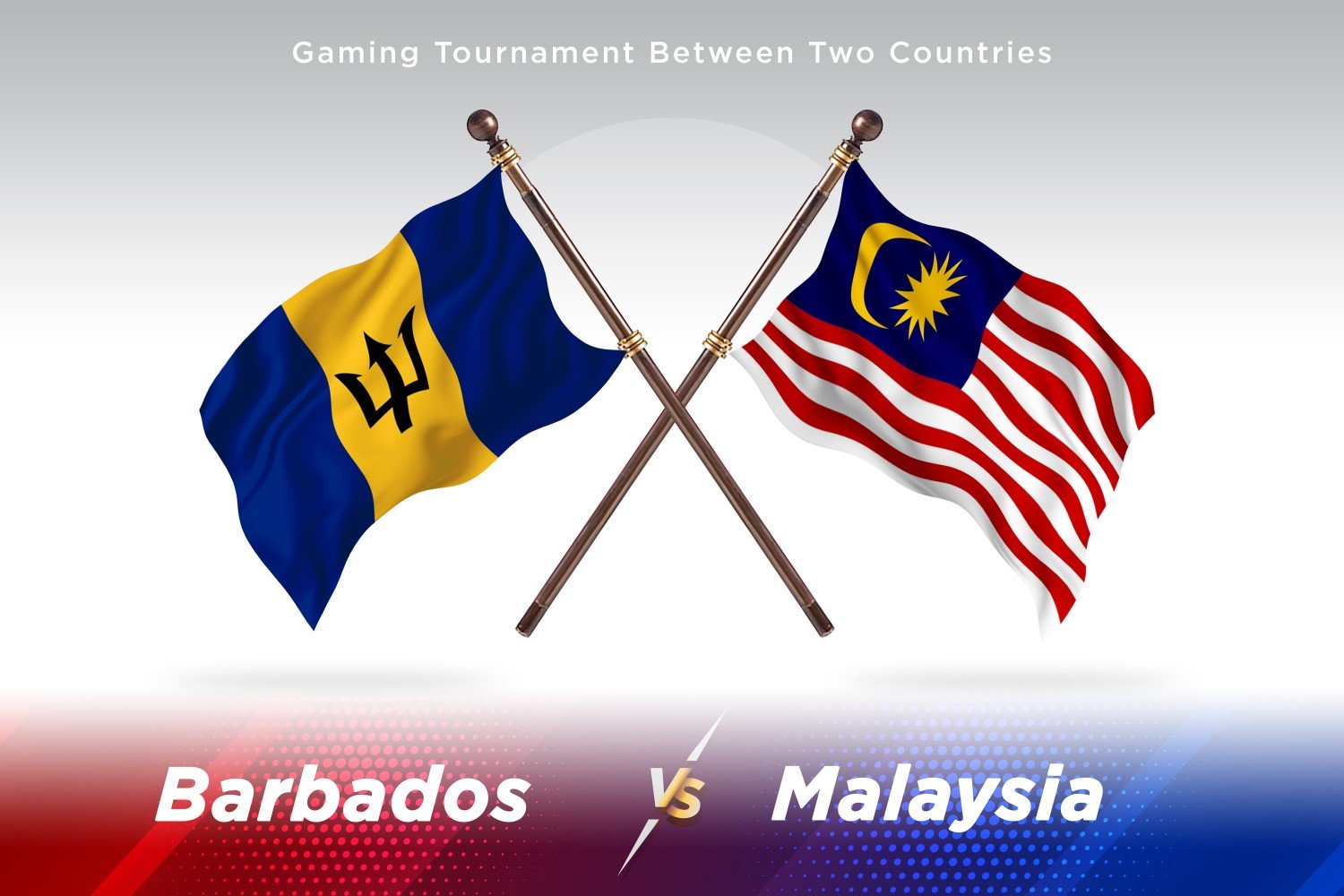 Barbados versus Malaysia Two Flags