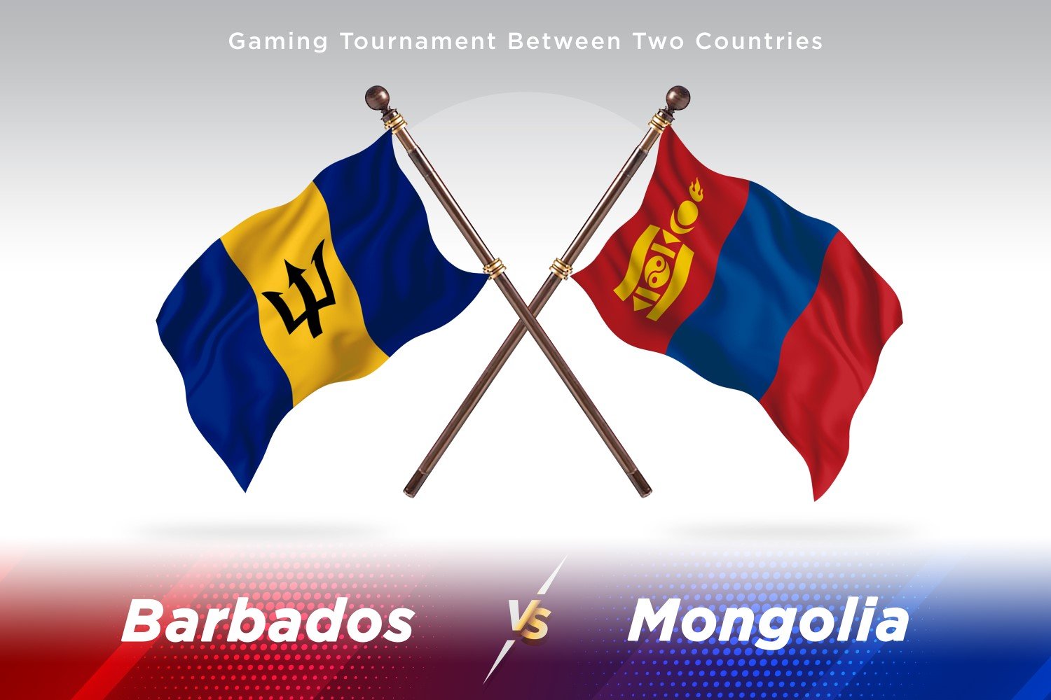 Barbados versus Mongolia Two Flags