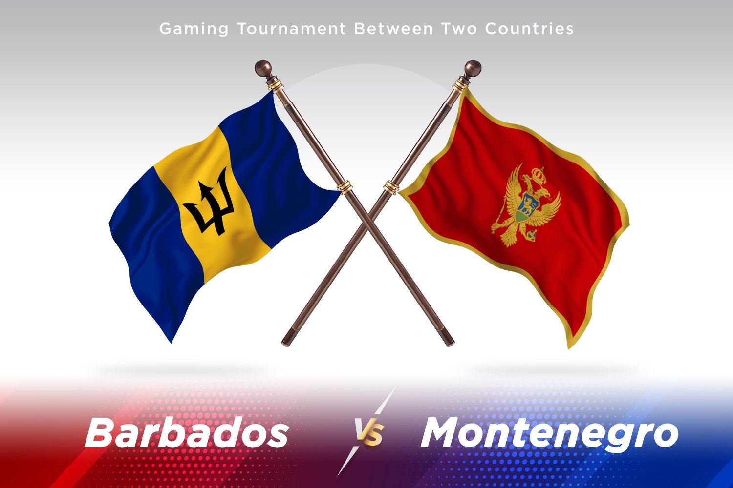 Barbados versus Montenegro Two Flags