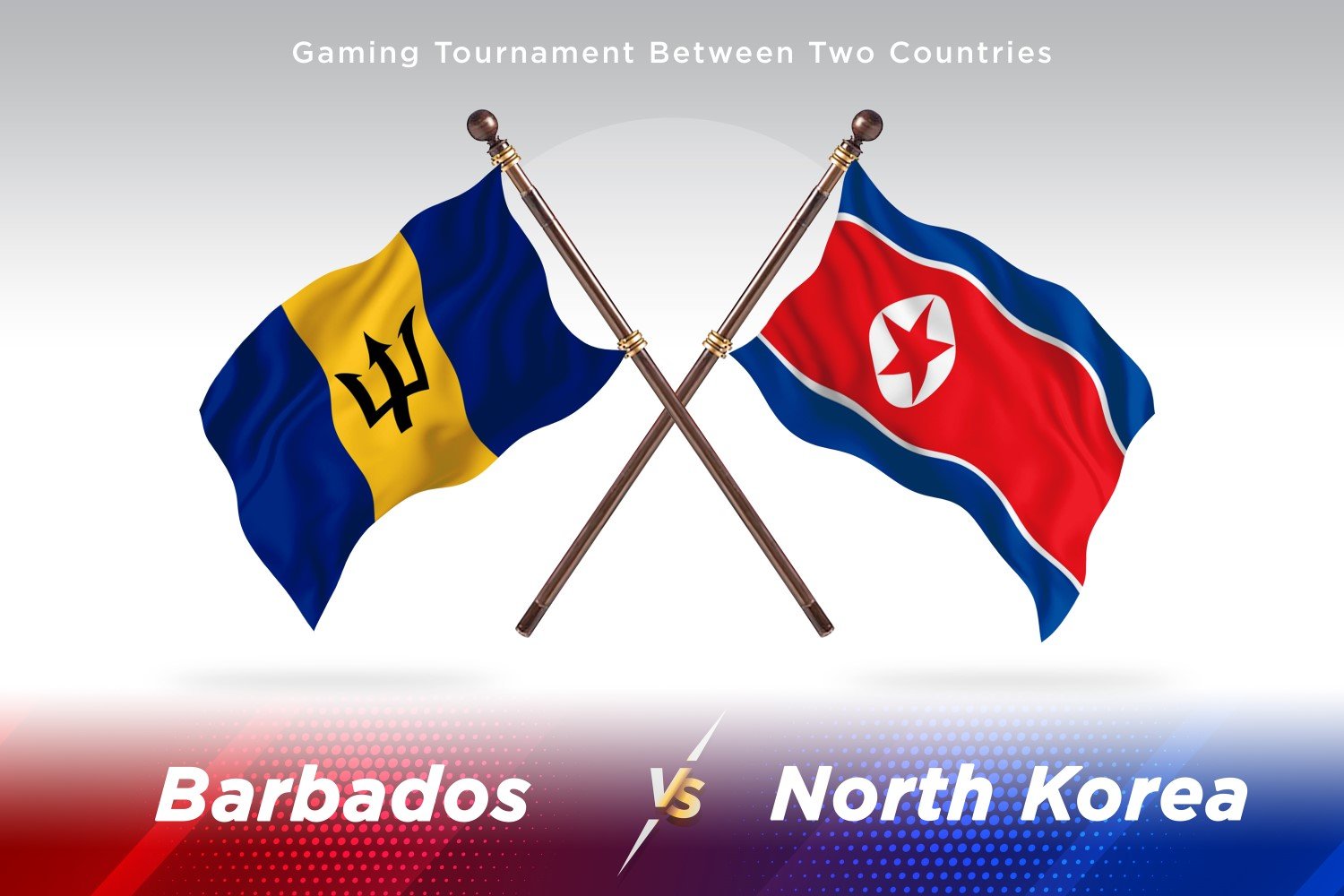 Barbados versus north Korea Two Flags