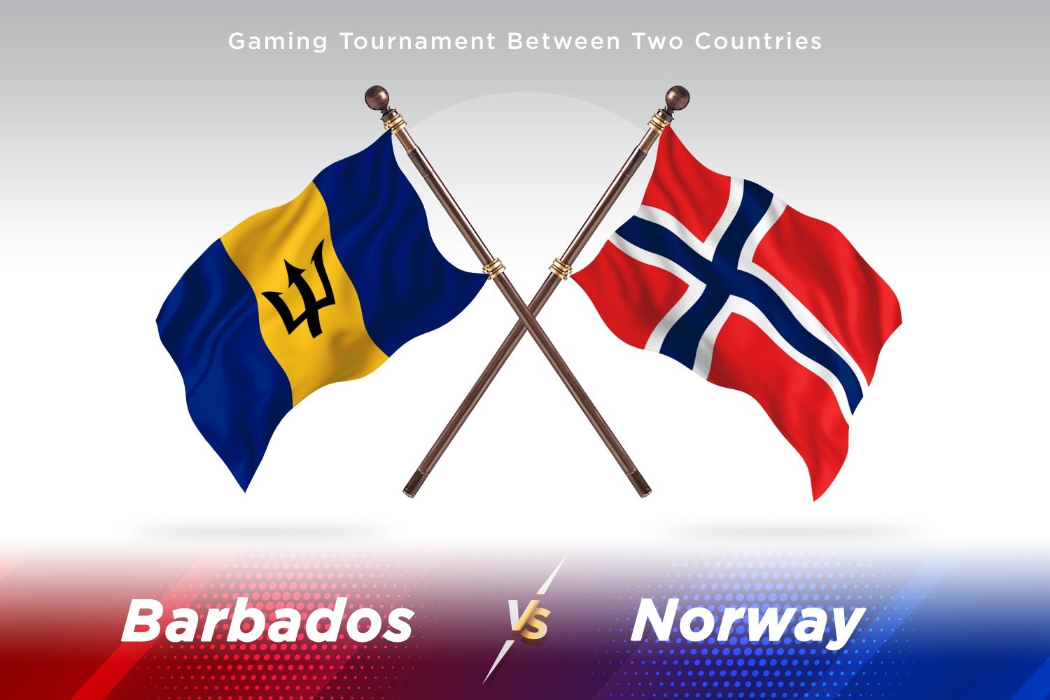 Barbados versus Norway Two Flags