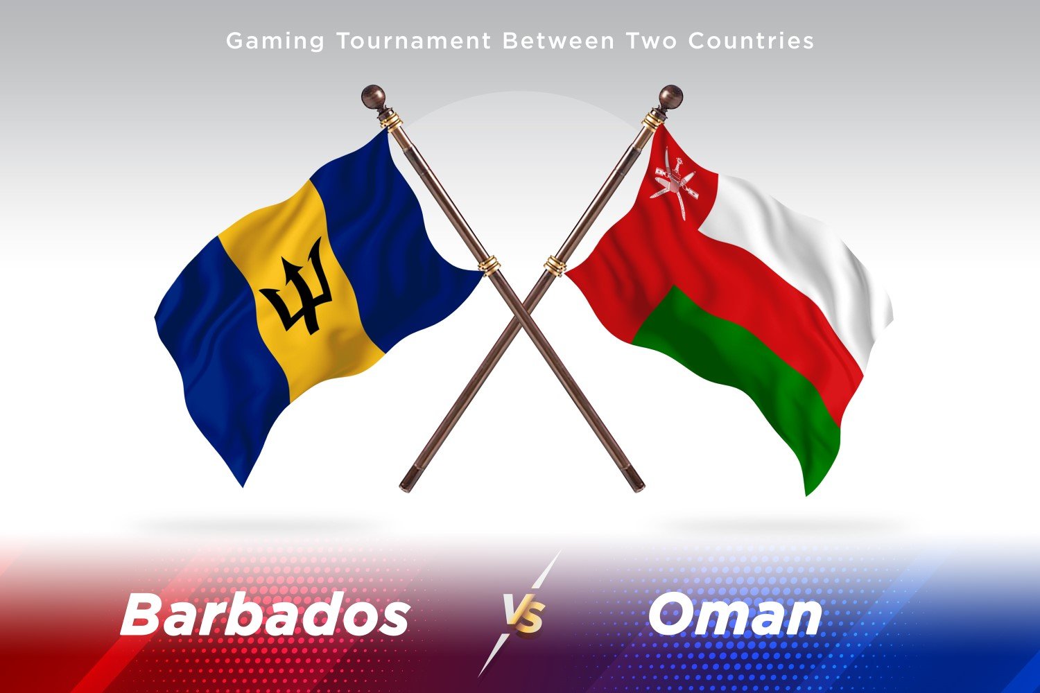 Barbados versus Oman Two Flags