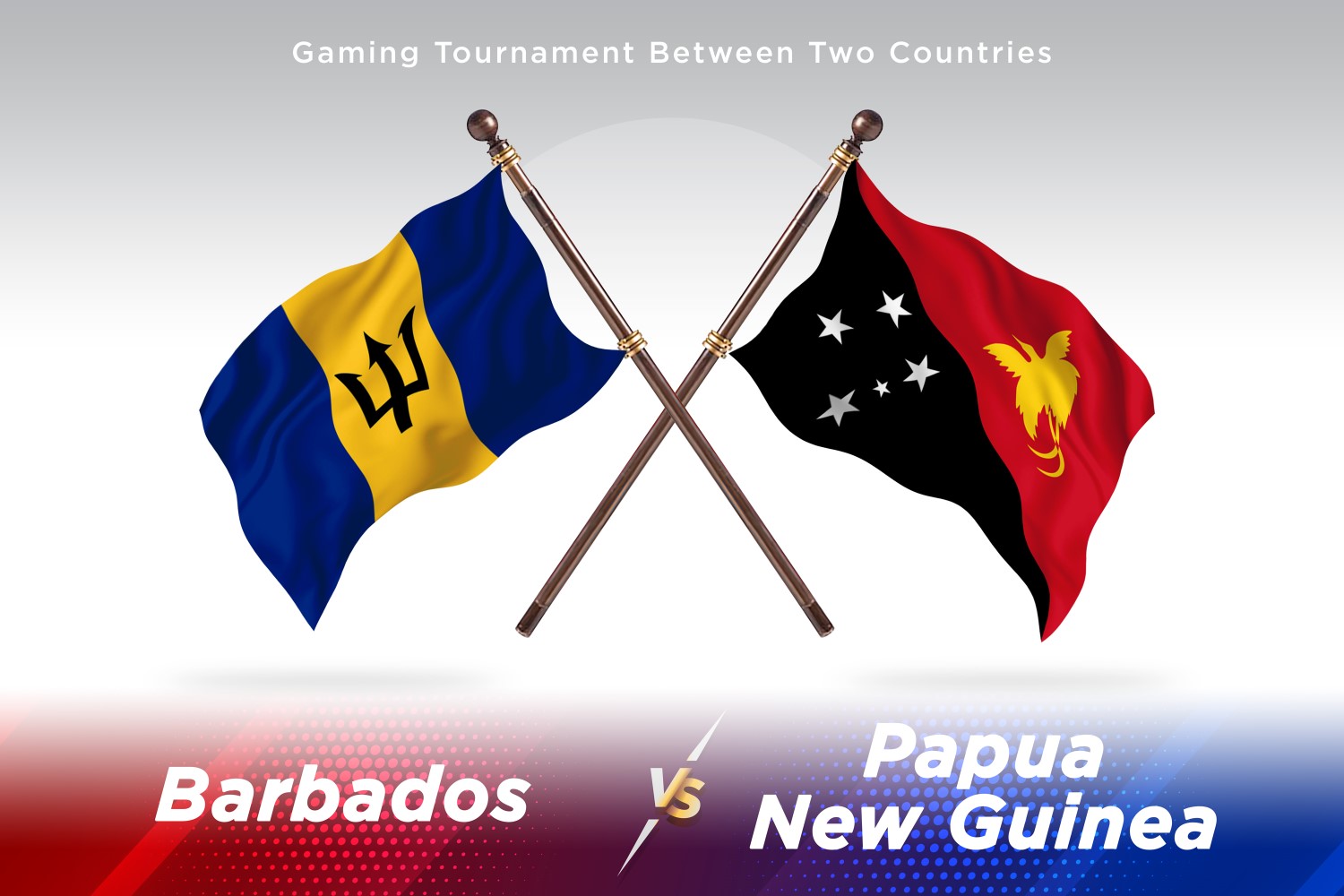 Barbados versus Papua new guinea Two Flags