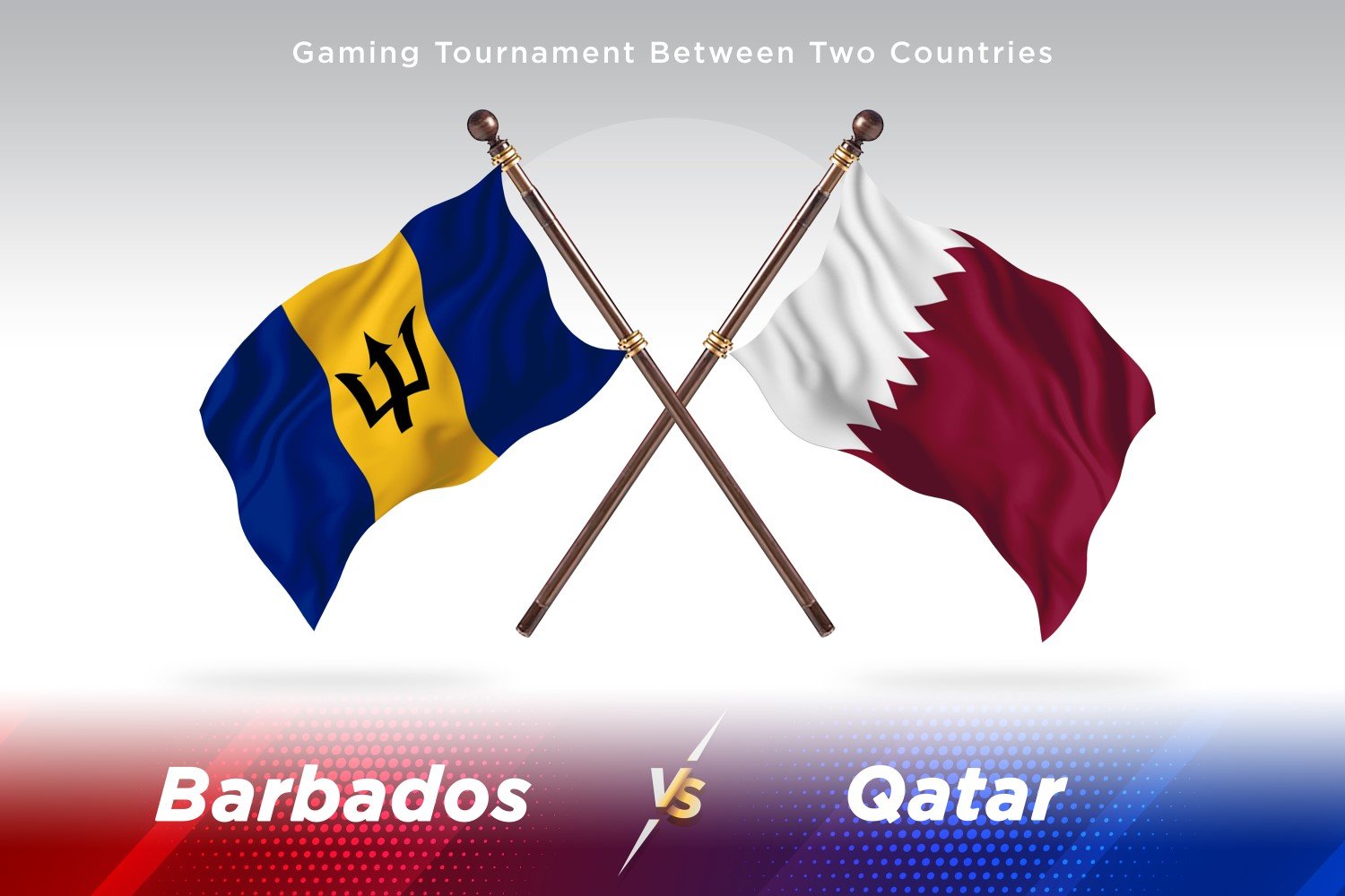 Barbados versus Qatar Two Flags