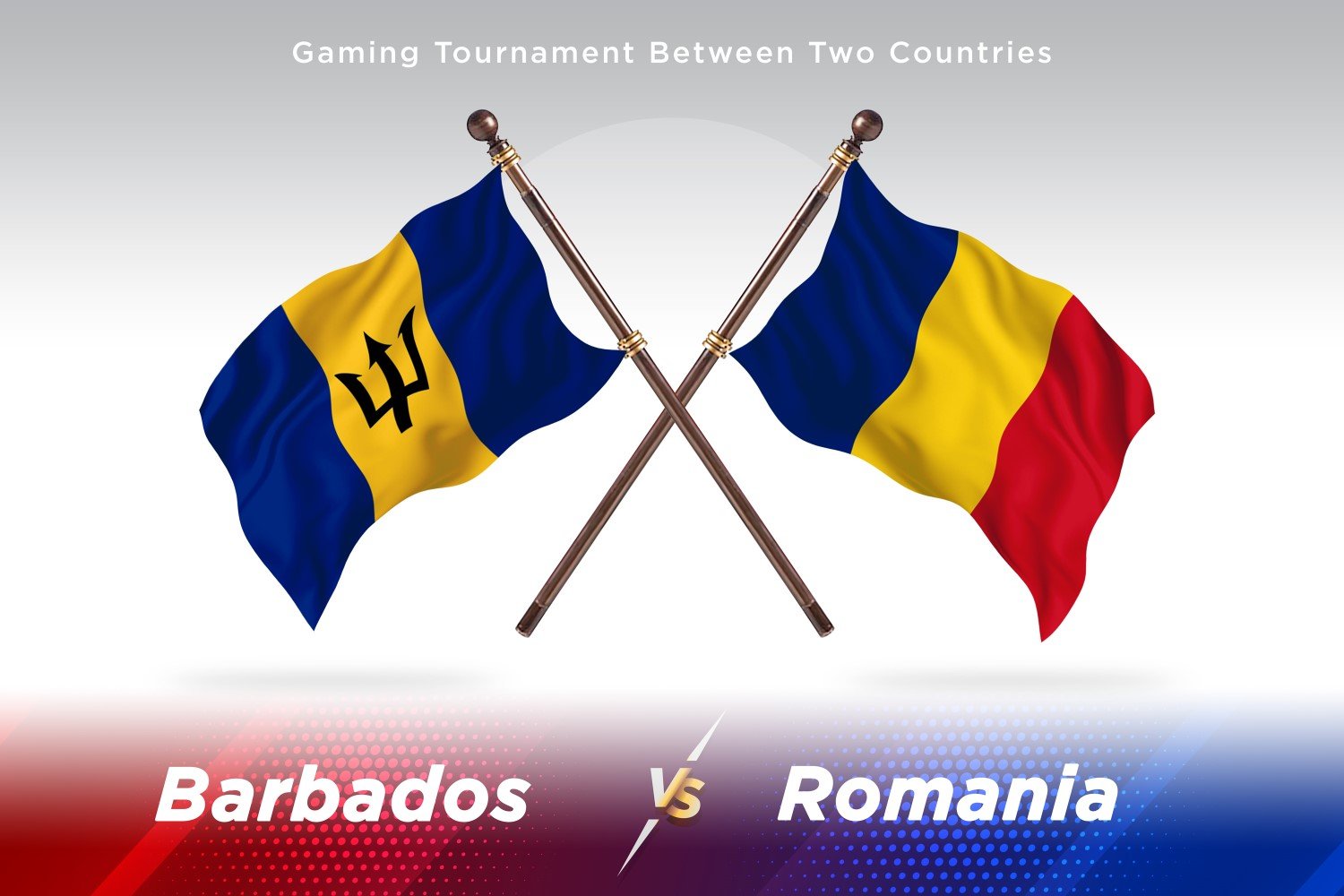 Barbados versus Romania Two Flags