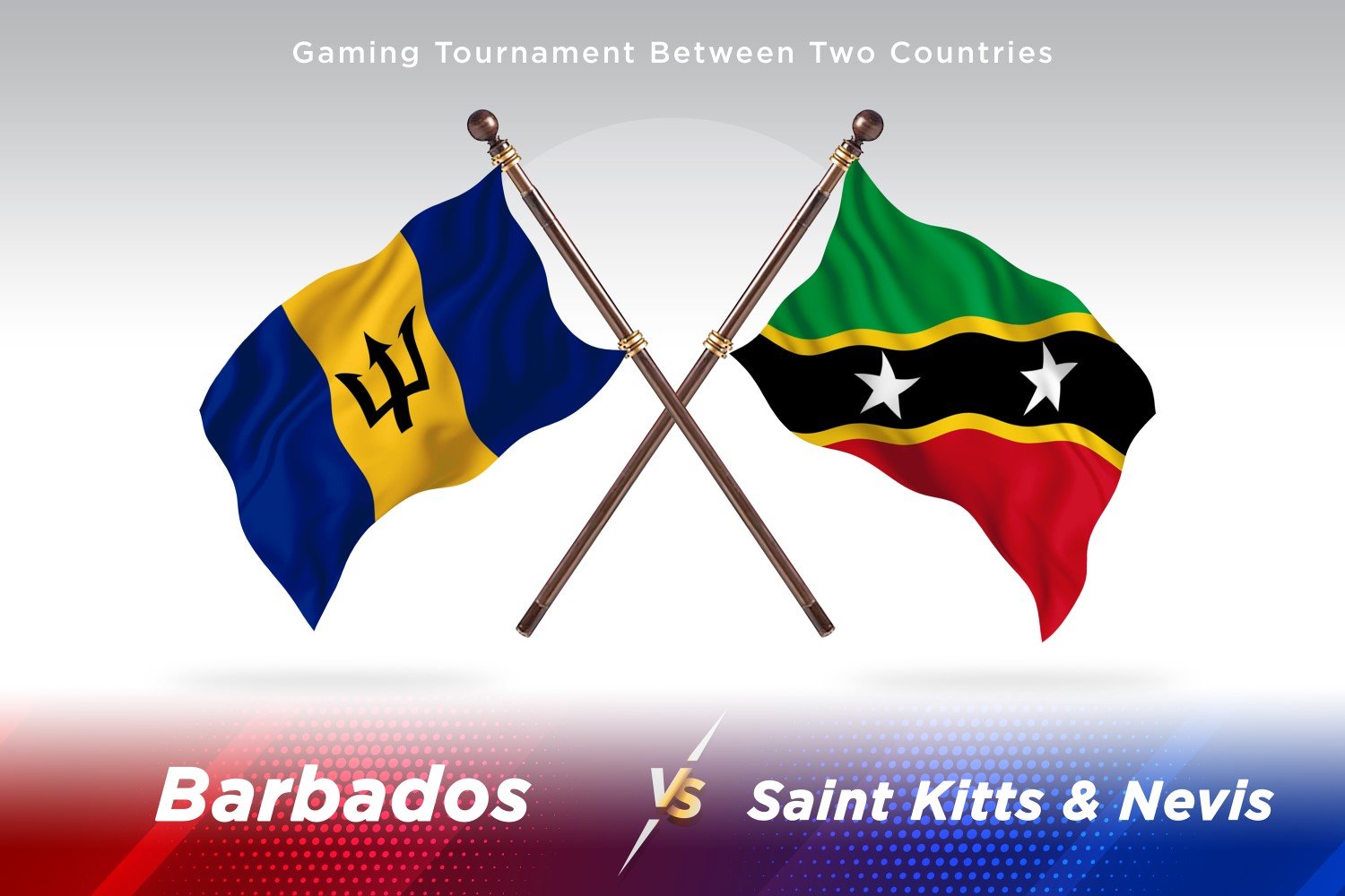 Barbados versus saint Kitts and Nevis Two Flags