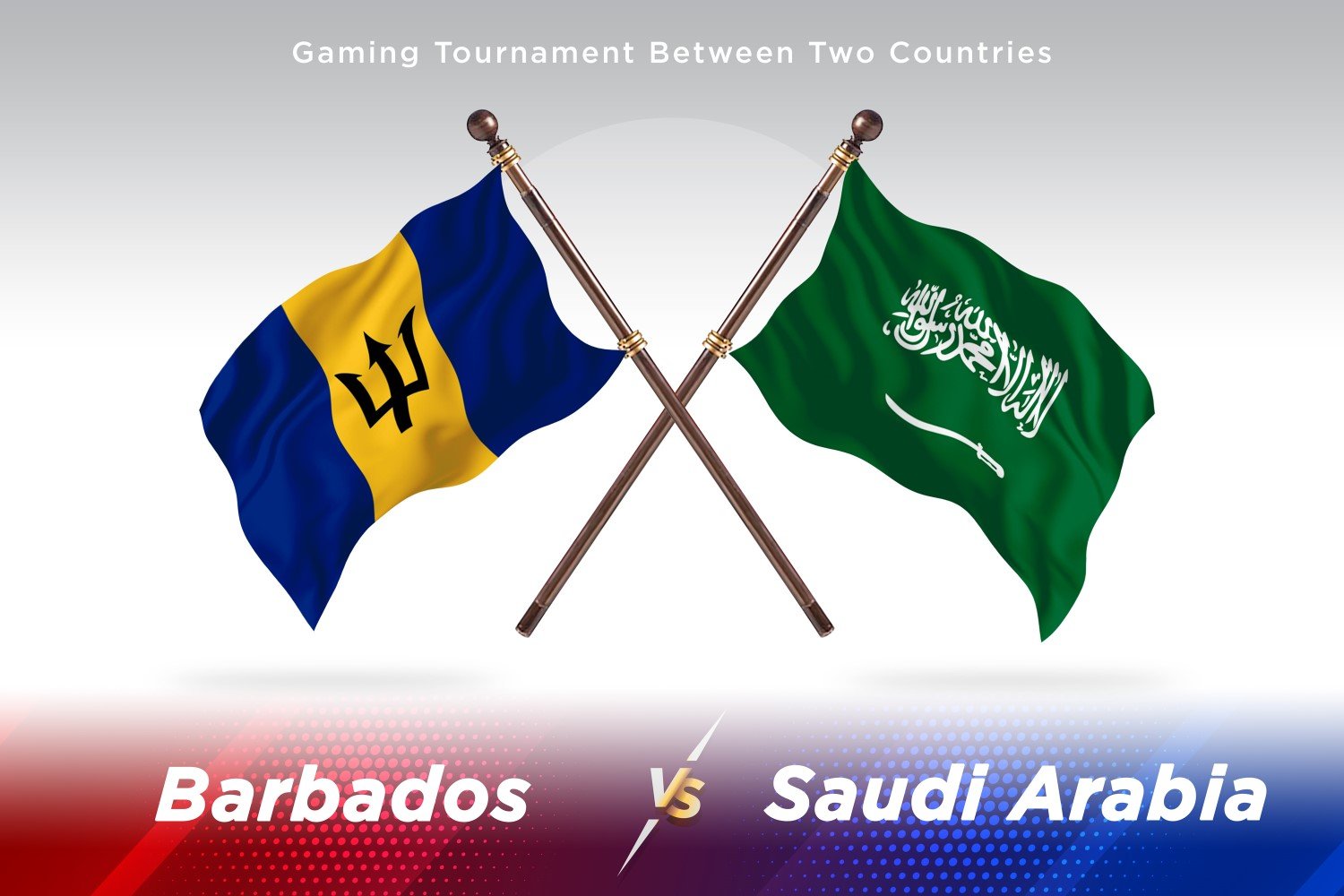 Barbados versus Saudi Arabia Two Flags