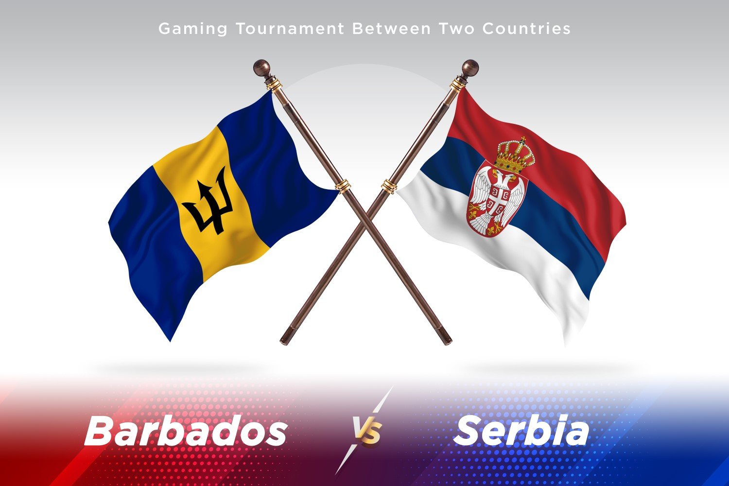 Barbados versus Serbia Two Flags