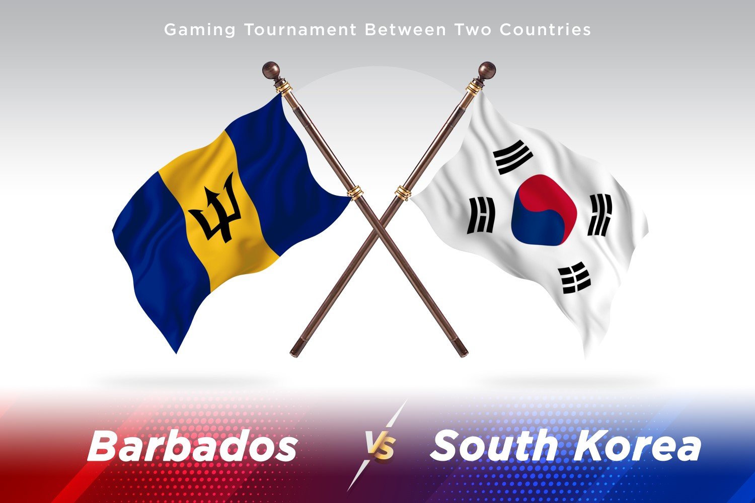 Barbados versus south Korea Two Flags