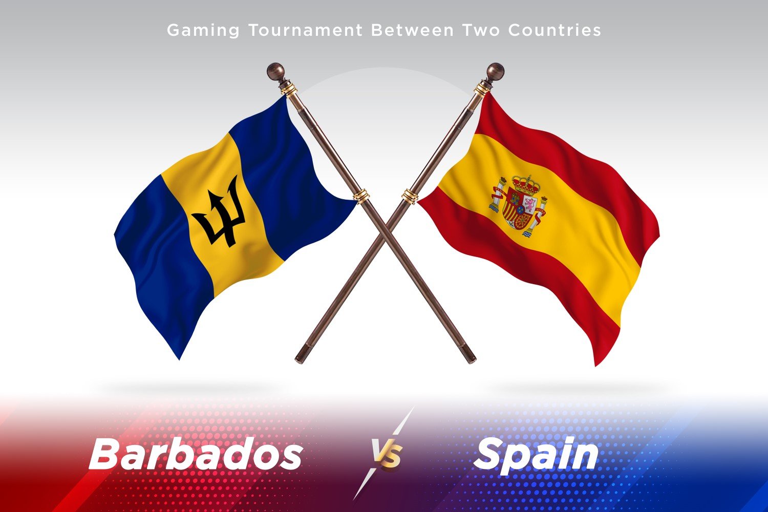 Barbados versus Spain Two Flags